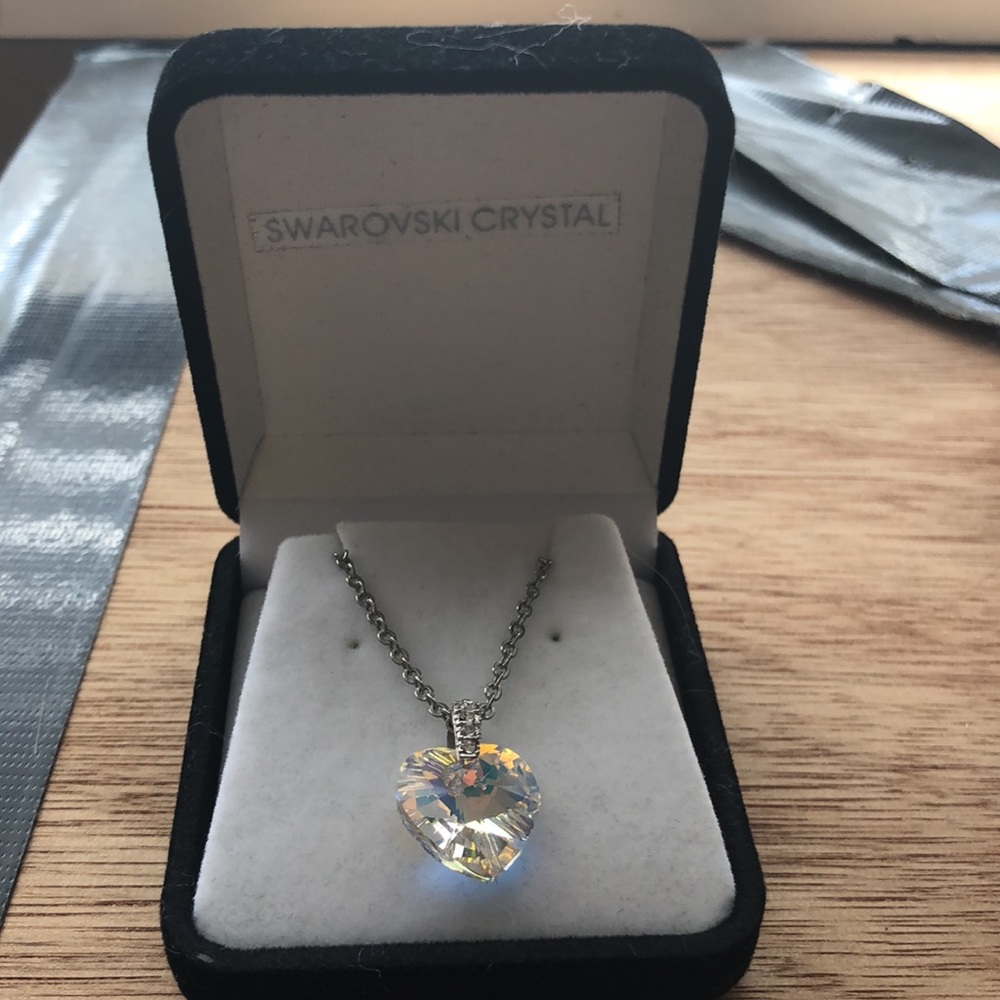Swarovski crystal heart prism necklace